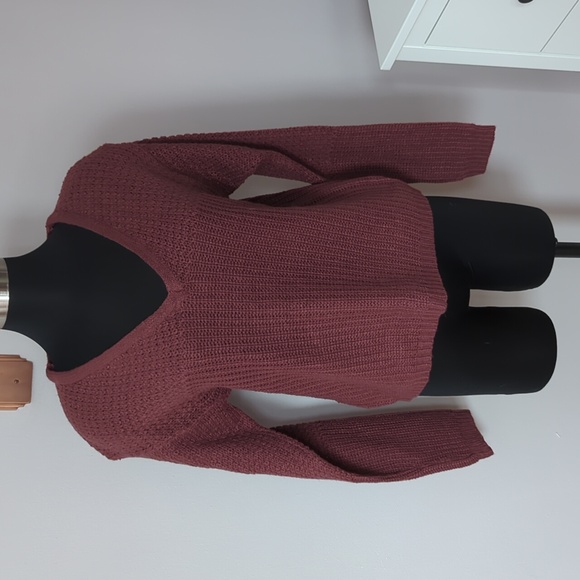 Love Change Sweaters - Love Change XL burgundy lace back sweater